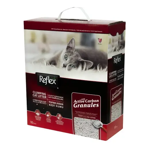 Litière pour chat Reflex agglomérant robuste, avec granulés de charbon actif  6L